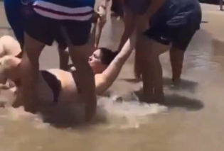 Σοκαριστικό βίντεο: Λουόμενοι τραβούν από τη θάλασσα γυναίκα μετά από επίθεση καρχαρία - Τη δάγκωσε στη γάμπα, το νερό γέμισε αίματα, σκληρές εικόνες