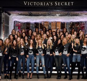 Πόση ομορφιά μαζεμένη!; Τα μοντέλα της Victoria's Secret ποζάρουν μαζί στο υποκατάστημα του Λονδίνου πριν το catwalk! (slideshow)
