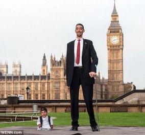 Εκπληκτικό - Όταν ο ψηλότερος άντρας του κόσμου συνάντησε τον πιο κοντό - Ο ένας στα 2,51 μέτρα και ο άλλος στα 54,6 εκατοστά θυμίζουν Δαβίδ με Γολιάθ! (φωτό - βίντεο) - Κυρίως Φωτογραφία - Gallery - Video