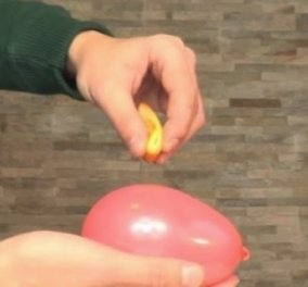 Απίστευτο! Δείτε τι συμβαίνει όταν ένα μπαλόνι έρθει σε επαφή με μια φλούδα πορτοκαλιού!