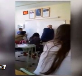 Απίστευτο βίντεο: Καθηγητής σβήνει τον πίνακα με το κεφάλι μαθητή