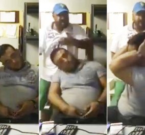 Βίντεο: Ο υπάλληλος κοιμάται και το αφεντικό τον ξυπνάει με σφαλιάρες