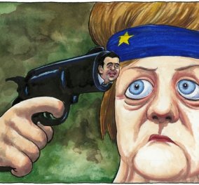 Το σκίτσο του Guardian που έγινε viral - Ο Τσίπρας, η Μέρκελ & η ''Ρώσικη ρουλέτα''