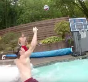 Eπικό βίντεο: Νεαρός βάζει καλάθι - υπερπαραγωγή σε πισίνα & ξεσηκώνει τα... πλήθη