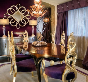 Πάμε να δούμε εξτριμ ιδέες για διακόσμηση: Μωβ & χρυσό σε βασιλικές τραπεζαρίες living rooms & μπάνια     