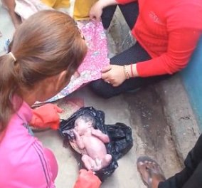 Συγκλονιστικό βίντεο: Βρήκαν νεογέννητο στα σκουπίδια - Σκληρές εικόνες