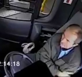 Συγκλονιστικό βίντεο:  Οδηγός αστικού λεωφορείου κοιμάται στο τιμόνι