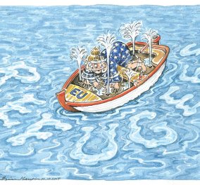 Σκίτσο του Ηλία Μακρή: Με μια εικόνα φαίνεται η κατάσταση ανάμεσα στην Ευρώπη & τους πρόσφυγες 