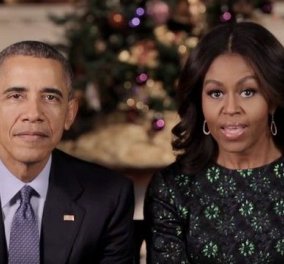 Βίντεο: Το χριστουγεννιάτικο μήνυμα του ζεύγους Ομπάμα - Λάμψη, ευχές και… σκυλιά