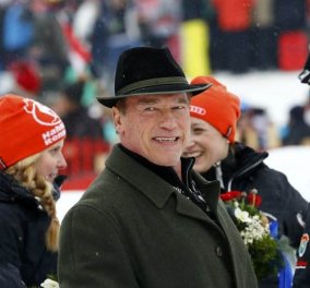 O Άρνολντ Σβαρτσενέγκερ πήγε στο Κίτσμπουλ - νάτος στο Παγκόσμιο Πρωτάθλημα Σκι με διάσημους φίλους