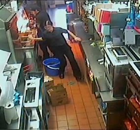 Τρομακτικό ατύχημα: Υπάλληλος των McDonald's πέφτει μέσα σε κουβά με καυτό λάδι! (Βίντεο)