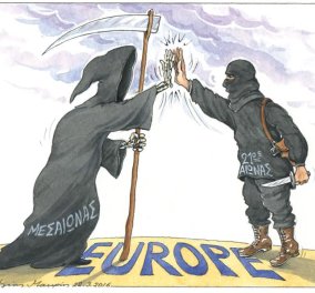 To τρομερό σκίτσο του Ηλία Μακρή για την Ευρώπη, την τρομοκρατία & τον μεσαίωνα