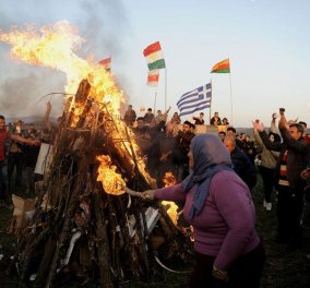 Κούρδοι από τη Συρία και το Ιράκ γιόρτασαν την εαρινή ισημερία, το Νεβρόζ, στην Ειδομένη