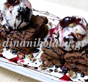 Η Ντίνα Νικολάου φέρνει το καλοκαίρι στην κουζίνα μας: Βελούδινα Brownies με παγωτό