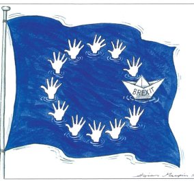 Απίθανο επίκαιρο σκίτσο του Ηλία Μακρή: Πνίγονται τα αστέρια της Ευρωπαϊκής σημαίας