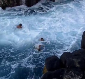 Βίντεο που κόβει την ανάσα: Έπεσαν στο Pool of death 3 κολυμβητές παίζοντας με τον θάνατο στη Χαβάη