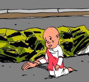 O Κάρλος Λατούφ σε ένα σκίτσο - γροθιά στο στομάχι για το μακελειό της Νίκαιας