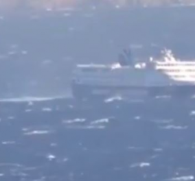 Θα ευχόσαστε να μην είσθε μέσα: Το βίντεο - η μάχη του πλοίου με τα κύματα στο στενό Τήνου – Μυκόνου  