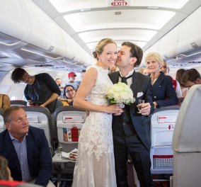 Good News: Παντρεύτηκαν μέσα στο αεροπλάνο - Της έκανε έκπληξη & έγινε ο γάμος στην πτήση για Αθήνα 