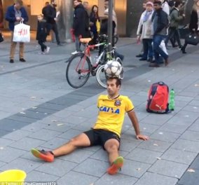 Ένας "μάγος της μπάλας των δρόμων" μάγεψε με το σόου τον βοηθό προπονητή της Μπάγιερν Μονάχου! (βίντεο)