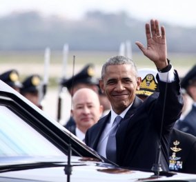 Βίντεο: Η άφιξη του Ομπάμα στην Ακρόπολη - Το ''μπλόκο'' των αστυνομικών & η μαύρη λιμουζίνα