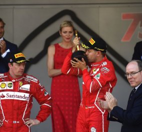 Ο πρίγκιπας & η πριγκίπισσα του Μονακό σε "γρήγορα" καθήκοντα: Απονομή στον S. Vettel της Formula 1