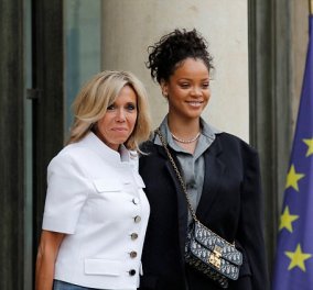 Η Ριάνα σεμνή με Dior συνάντησε την σπορτίβ Μπριζίτ Μακρόν στο Προεδρικό Μέγαρο - Βίντεο & Φωτογραφίες η άφιξη τα χαμόγελα