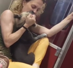 Βίντεο για γερά νεύρα: Υστερική γυναίκα χτυπά & ναι δαγκώνει το σκυλί της μέσα στο μετρό