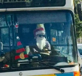 Smile: Οδηγός του ΟΑΣΑ δούλευε ανήμερα τα Χριστούγεννα & το διασκέδασε ντυμένος Άγιος Βασίλης (ΦΩΤΟ)
