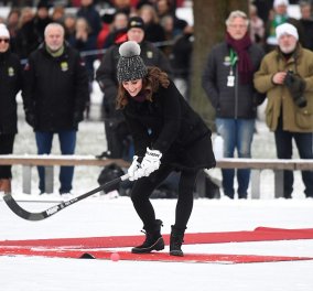  Δούκισσα στον πάγο: Η έγκυος Κέιτ Μίντλετον παίζει χόκεϊ με τον Ουίλιαμ στη ψυχρή Στοκχόλμη! 