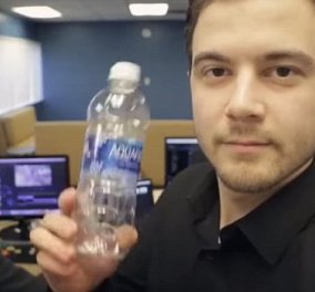 Φάρσα ή ατύχημα; Άνδρας πετάει ένα μπουκάλι νερού & πετυχαίνει την οθόνη του συναδέλφου του (ΒΙΝΤΕΟ)  