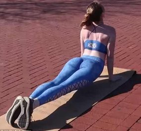 Απίστευτο βίντεο με γυναίκα που κάνει γιόγκα σε δημόσιο χώρο φορώντας μόνο μπογιά - Ήθελε να δει εάν θα την παρατηρήσουν  
