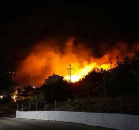 Απειλούνται κατοικημένες περιοχές από την πυρκαγιά στην Κεφαλονιά (Βίντεο)