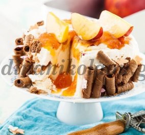 Τούρτα παγωτό γιαούρτι με μαρμελάδα νεκταρίνι πανεύκολη, εντυπωσιακή & πεντανόστιμη από την Ντίνα Νικολάου