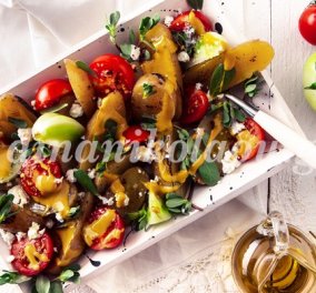 Ντίνα Νικολάου: Σαλάτα με ψητές πατάτες, γλυστρίδα, κόκκινες και πράσινες ντομάτες