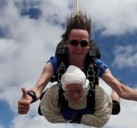 Story of the day: Η πιο γενναία γιαγιά του κόσμου είναι 102 χρόνων & κάνει ελεύθερη πτώση από τα 4.200 μέτρα