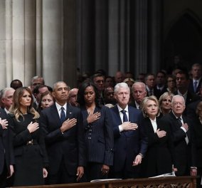 Όλες οι φωτογραφίες και τα βίντεο από την κηδεία του Τζορτζ Μπους του Πρεσβύτερου - Τα 3 ζευγάρια, Τραμπ, Κλίντον και Ομπάμα μαζί