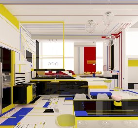  Διαμέρισμα με έμπνευση από πίνακες του Mondrian σαν έργο τέχνης: Υπέροχα χρώματα & αισθητική  