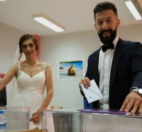 Εκλογές 2019: Με το νυφικό στην κάλπη - Γιατί σα θέλει η νύφη & ο γαμπρός να ψηφίσουν... (φώτο)