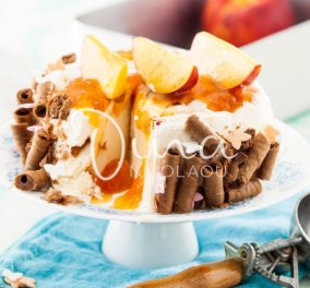 Ντίνα Νικολάου: Απολαυστική & δροσιστική τούρτα παγωτό γιαούρτι με μαρμελάδα νεκταρίνι