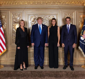 Το απαράμιλλο all black της  Μελάνια Τραμπ & της Μαρέβα Μητσοτάκη  - Πλάι τα blue suits του πλανητάρχη & του Έλληνα Πρωθυπουργού (φωτό)