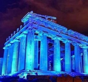 Η Ακρόπολη ωραία στα μπλε: Φωτίστηκε εντυπωσιακά - Δείτε την & σε βίντεο