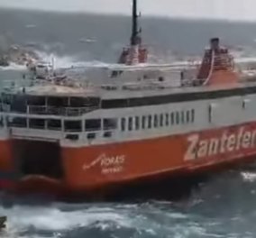 Σίκινος - εντυπωσιακό βίντεο: Πλοίο παλεύει στην κυριολεξία με ανέμους και κύματα 