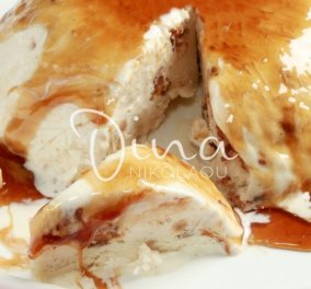 H Ντίνα Νικολάου μας φτιάχνει θεϊκή τούρτα παγωτό τσουρέκι με καραμέλα