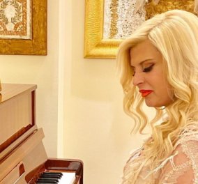 Mαρίνα Πατούλη - Grande dame στο χρυσό πιάνο με δαντέλλα & άψογο χρονισμό (Φωτό) 