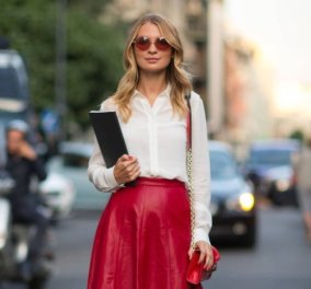 Ιδέες για ντύσιμο με κόκκινη δερμάτινη φούστα - Συνδυασμοί για εκπληκτικό styling