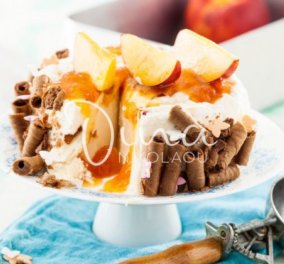 Η Ντίνα Νικολάου μας φτιάχνει το απόλυτο γλύκισμα - Τούρτα παγωτό γιαούρτι με μαρμελάδα νεκταρίνι