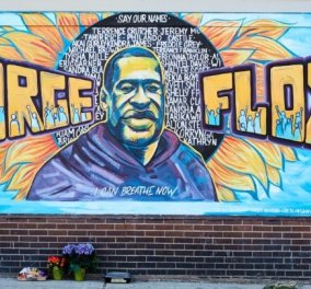 Παγκόσμια συγκίνηση με το γκράφιτι 6 μέτρων στο σημείο που δολοφονήθηκε ο George Floyd (Φωτό) 