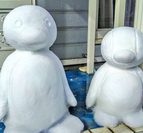 Ιάπωνας καλλιτέχνης φτιάχνει απίθανα γλυπτά από χιόνι: Σμιλεύει τις φιγούρες του Godzilla και των Minions (φωτό)