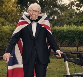 Στο νοσοκομείο με covid ο «Κάπτεν Τομ»: Ο βετεράνος ετών 100, κατέρριψε δύο ρεκόρ Γκίνες και μάζεψε εκατομμύρια λίρες για το NHS (φωτό)